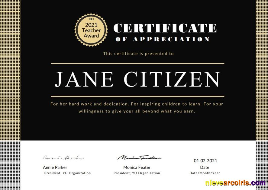 USA Teacher Appreciation certificate